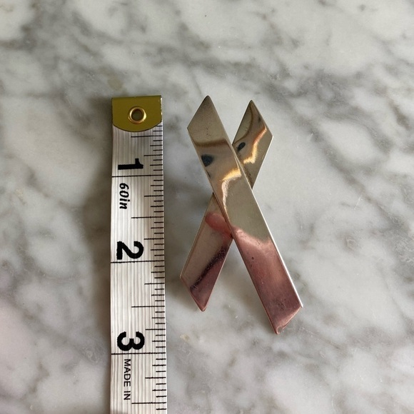 Vintage Sterling Silver Large Abstract Statement “X” Shaped Clip Earrings - Picture 7 of 8